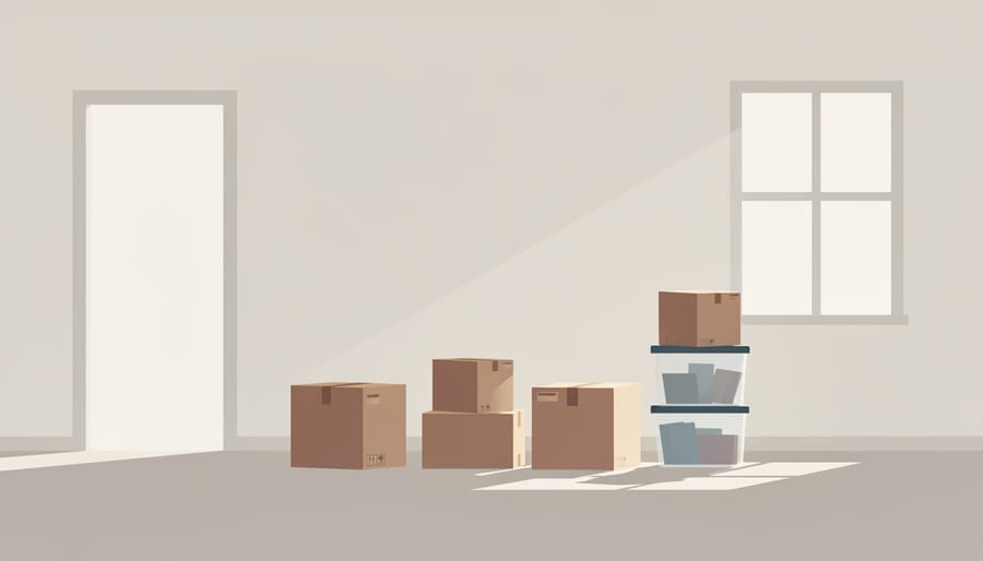 Empty room with moving boxes symbolizing preparing an inherited house for sale